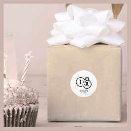 Eenvoudige moderne minimalistische bruiloft klassi ronde sticker