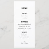 Eenvoudige moderne minimalistische bruiloft menu K (Voorkant)