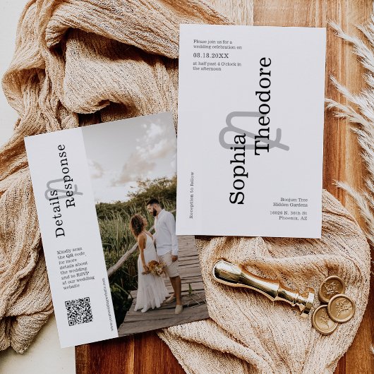 Eenvoudige moderne minimalistische bruiloft QR cod Kaart