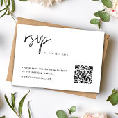 Eenvoudige moderne minimalistische bruiloft QR-cod RSVP Kaartje
