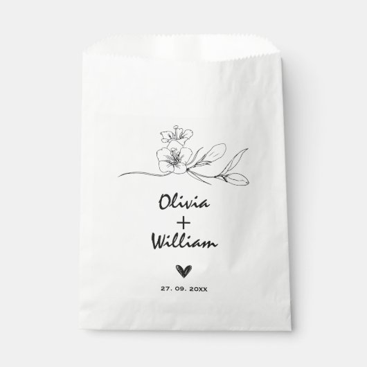 Eenvoudige moderne minimalistische elegante bloem  bedankzakje (Voorkant)