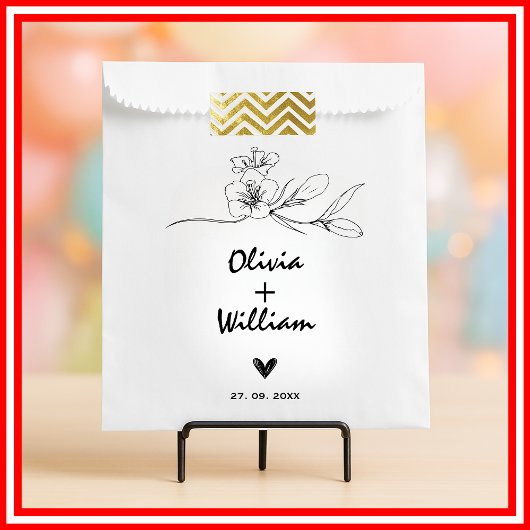 Eenvoudige moderne minimalistische elegante bloem  bedankzakje