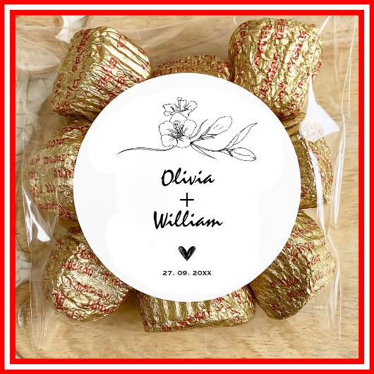 Eenvoudige moderne minimalistische elegante bloem  ronde sticker