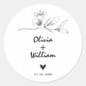 Eenvoudige moderne minimalistische elegante bloem  ronde sticker (Voorkant)