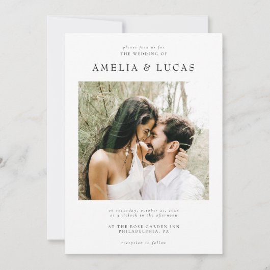 Eenvoudige moderne minimalistische elegante foto b kaart (Voorkant)