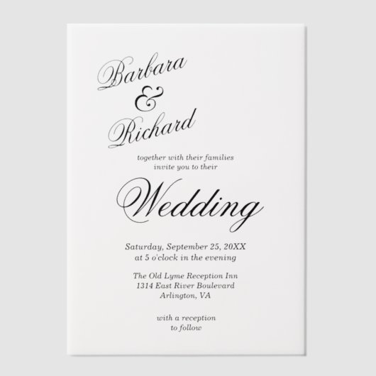 Eenvoudige moderne minimalistische elegante Hoesje Vellum Uitnodigingen (Voorkant)