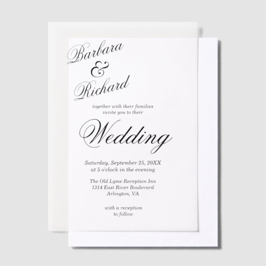 Eenvoudige moderne minimalistische elegante Hoesje Vellum Uitnodigingen (Offset)