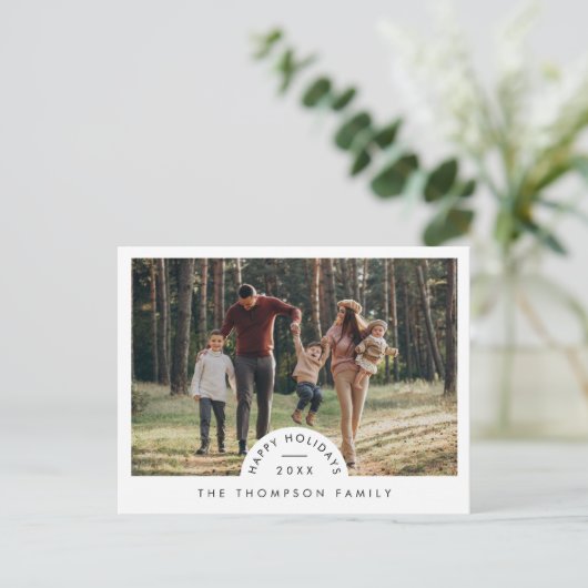 Eenvoudige moderne minimalistische familie foto Ke Feestdagenkaart (Staand voorkant)