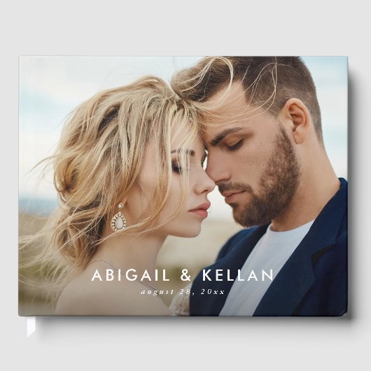 Eenvoudige moderne minimalistische foto bruiloft gastenboek (Voorkant)