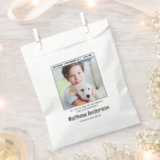 Eenvoudige moderne minimalistische foto van Birthd Bedankzakje (Geknipt)