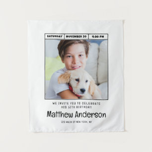 Eenvoudige moderne minimalistische foto van Birthd Wandkleed