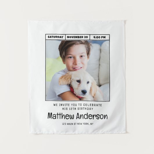 Eenvoudige moderne minimalistische foto van Birthd Wandkleed (Voorkant)