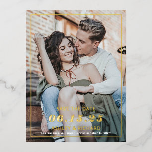 Eenvoudige, moderne, minimalistische foto waarop u folie uitnodiging briefkaart