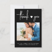 Eenvoudige moderne minimalistische foto zwart brui bedankkaart (Voorkant)