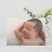 Eenvoudige, moderne, minimalistische fotogeboorte aankondiging (Staand voorkant)