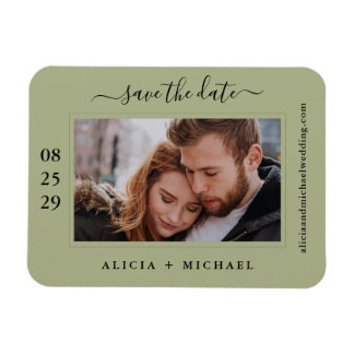 Eenvoudige, moderne, minimalistische fototrouwdatu magneet