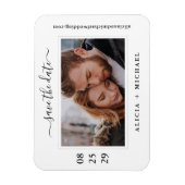 Eenvoudige, moderne, minimalistische fototrouwdatu magneet (Verticaal)