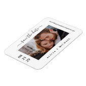 Eenvoudige, moderne, minimalistische fototrouwdatu magneet (Linkerzijde)