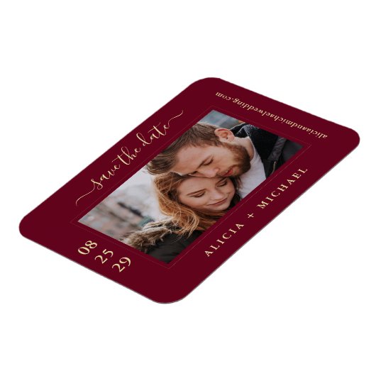 Eenvoudige, moderne, minimalistische fototrouwdatu magneet (Linkerzijde)