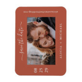 Eenvoudige, moderne, minimalistische fototrouwdatu magneet (Verticaal)