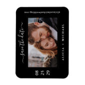 Eenvoudige, moderne, minimalistische fototrouwdatu magneet (Verticaal)