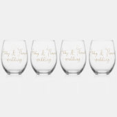 Eenvoudige moderne minimalistische Gold Script bru Wijnglas Zonder Voet (Achterkant)