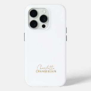 Eenvoudige Moderne Minimalistische Gouden Naam iPhone 15 Pro Case