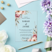 Eenvoudige Moderne Minimalistische Groene Blad Tro Acryl Uitnodigingen (Insitu (Huwelijk))