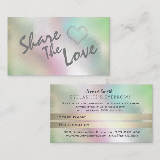 Eenvoudige, moderne, minimalistische holografisch aanbevelingskaartje (Voorkant / Achterkant)