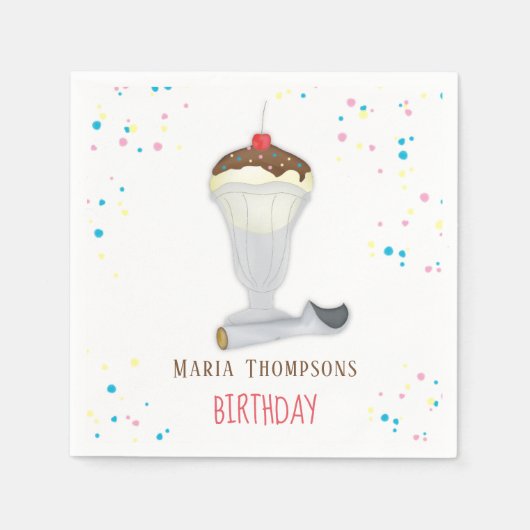 Eenvoudige, moderne, minimalistische ijskap op zat servet (Voorkant)