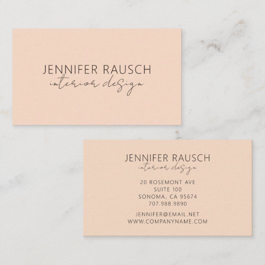 Eenvoudige moderne minimalistische interieurontwer visitekaartje (Voorkant / Achterkant)