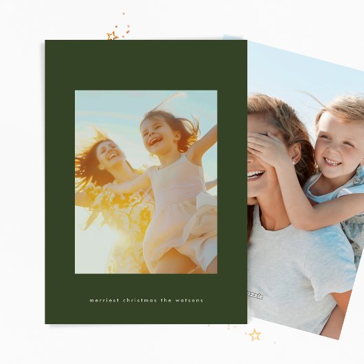 Eenvoudige moderne minimalistische kerstgroene fot feestdagenkaart