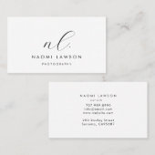 Eenvoudige moderne minimalistische monogram fotogr visitekaartje (Voorkant / Achterkant)