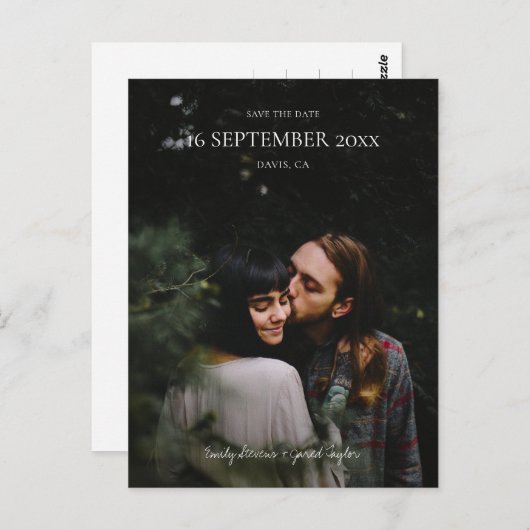 Eenvoudige, moderne minimalistische opslagdatum briefkaart (Voorkant / Achterkant)