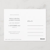 Eenvoudige, moderne minimalistische opslagdatum briefkaart (Achterkant)