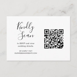 Eenvoudige moderne minimalistische QR-code RSVP Informatiekaartje