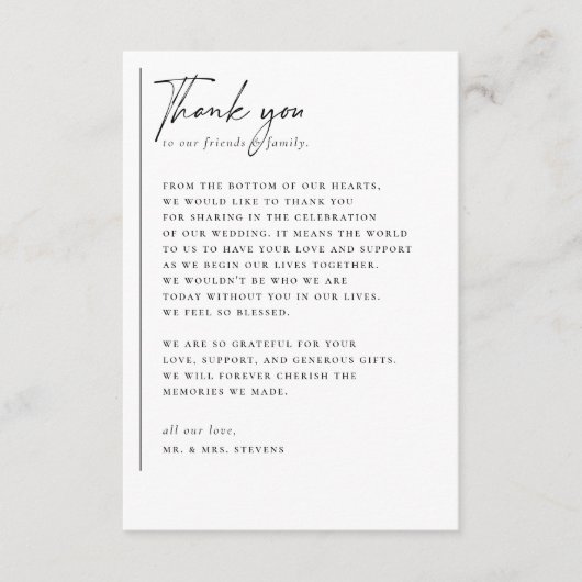 Eenvoudige, moderne & minimalistische romantische bedankkaart (Voorkant)