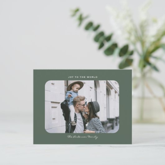 Eenvoudige moderne minimalistische schone Kerst-fo Briefkaart (Staand voorkant)