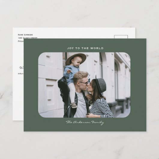 Eenvoudige moderne minimalistische schone Kerst-fo Briefkaart (Voorkant / Achterkant)