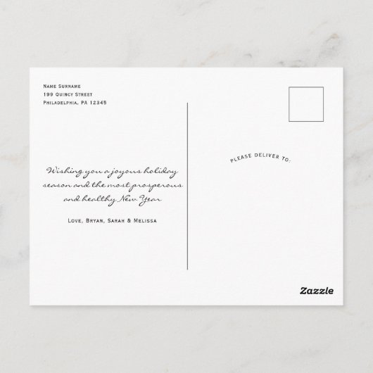 Eenvoudige moderne minimalistische schone Kerst-fo Briefkaart (Achterkant)