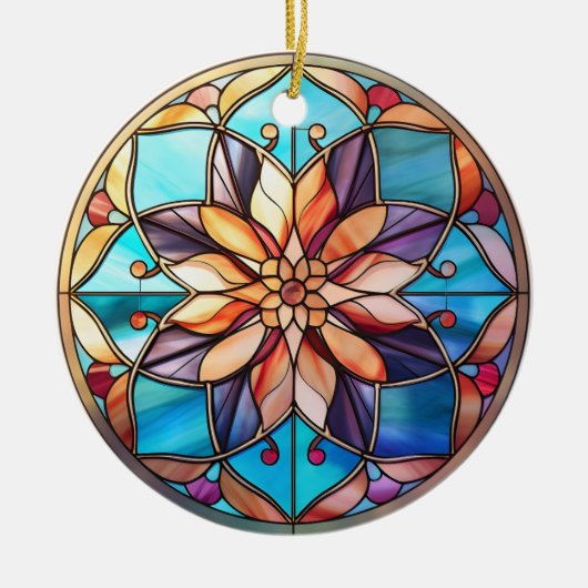 Eenvoudige moderne minimalistische Stain Glass Chr Keramisch Ornament (Voorkant)