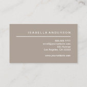 Eenvoudige moderne minimalistische Taupe Professio Visitekaartje (Achterkant)
