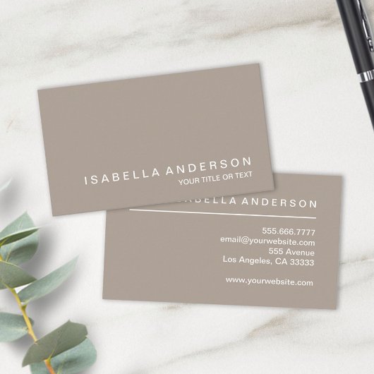 Eenvoudige moderne minimalistische Taupe Professio Visitekaartje