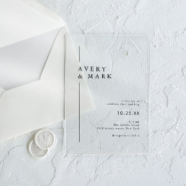 Eenvoudige moderne minimalistische transparante br acryl uitnodigingen