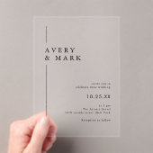 Eenvoudige moderne minimalistische transparante br acryl uitnodigingen (Insitu (Draagbaar))