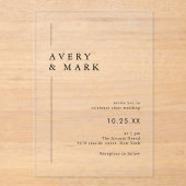 Eenvoudige moderne minimalistische transparante br acryl uitnodigingen (Voorkant)