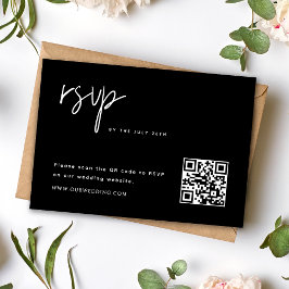 Eenvoudige Moderne Minimalistische Trouw-QR-code RSVP Kaartje
