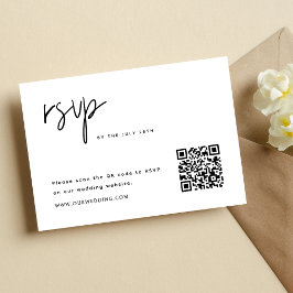 Eenvoudige Moderne Minimalistische Trouw-QR-code RSVP Kaartje