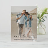 Eenvoudige moderne minimalistische twee foto's save the date (Staand voorkant)