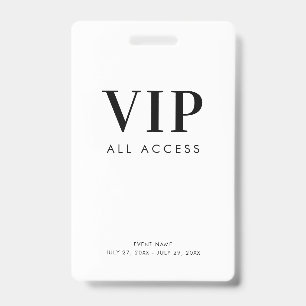 Eenvoudige Moderne Minimalistische VIP All Access  Badge